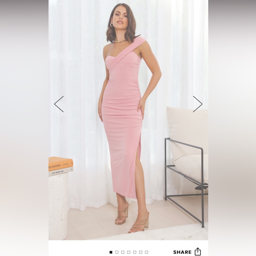 Sultry letters midi dress blush